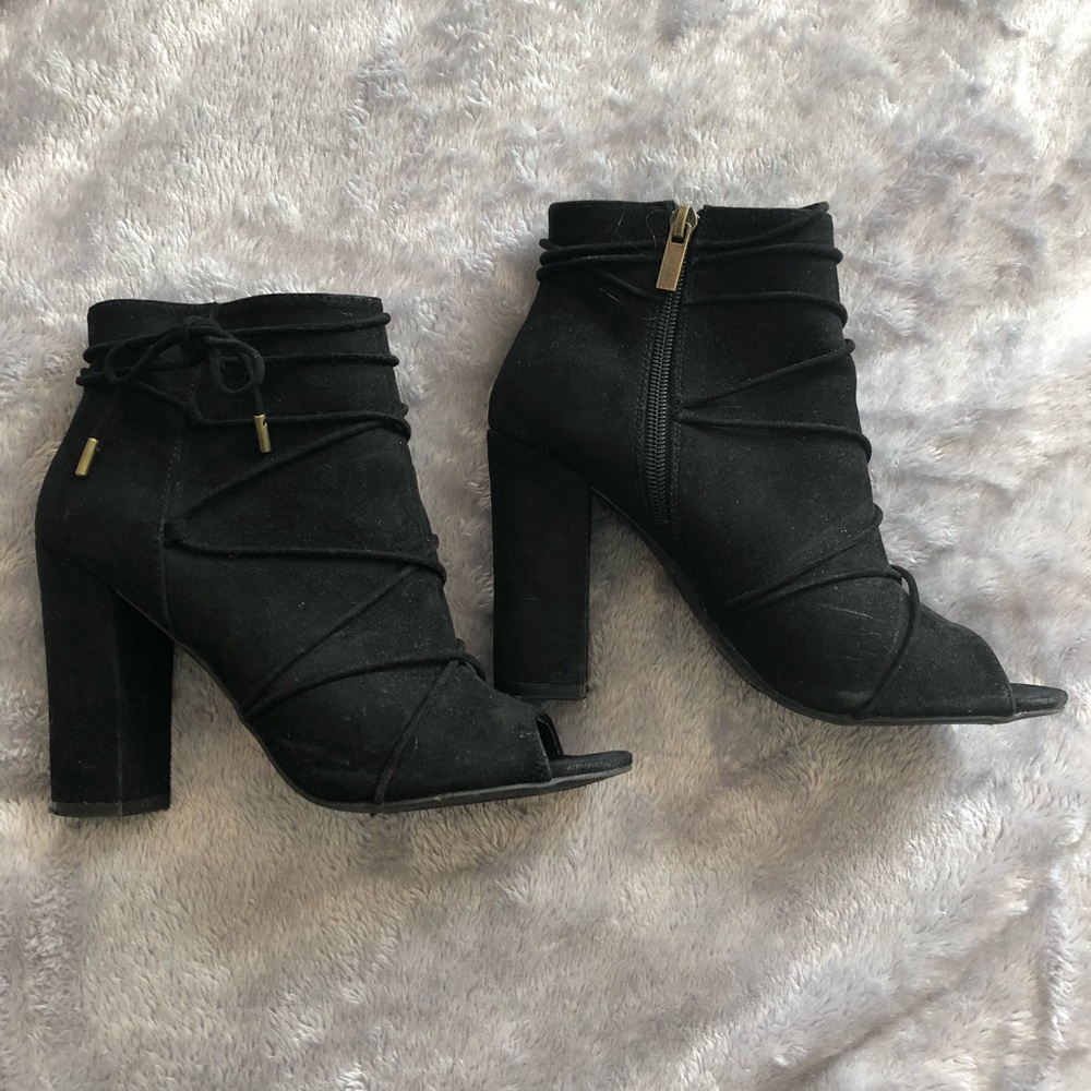 Peep Toe Black Booties
